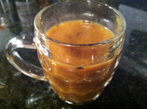 Cup of pureed carrot soup