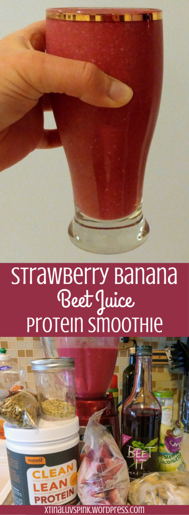 AD: Strawberry Banana Beet Juice Protein Smoothie | xtinaluvspink.wordpress.com